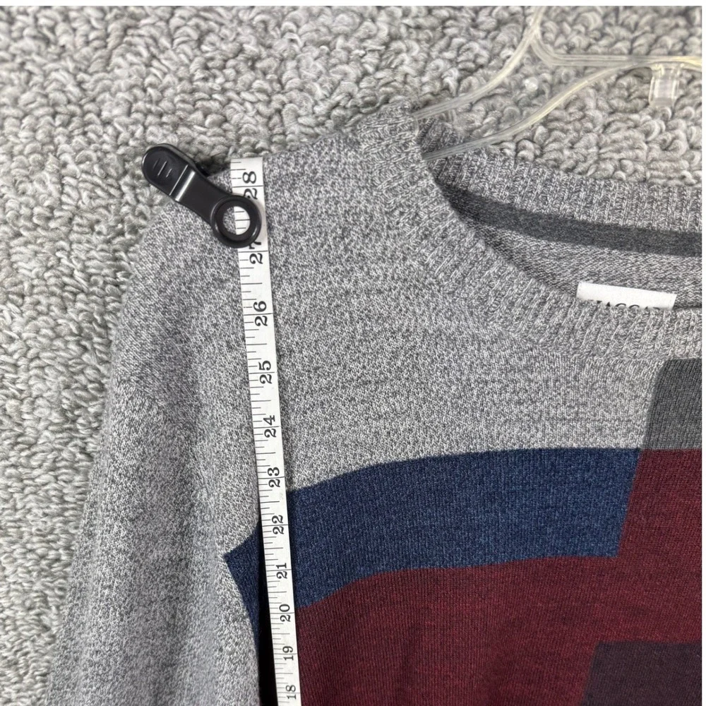 Haggar Mens Sweater Gray Crew Neck Long Sleeve Color Block Acrylic‎ Size XL